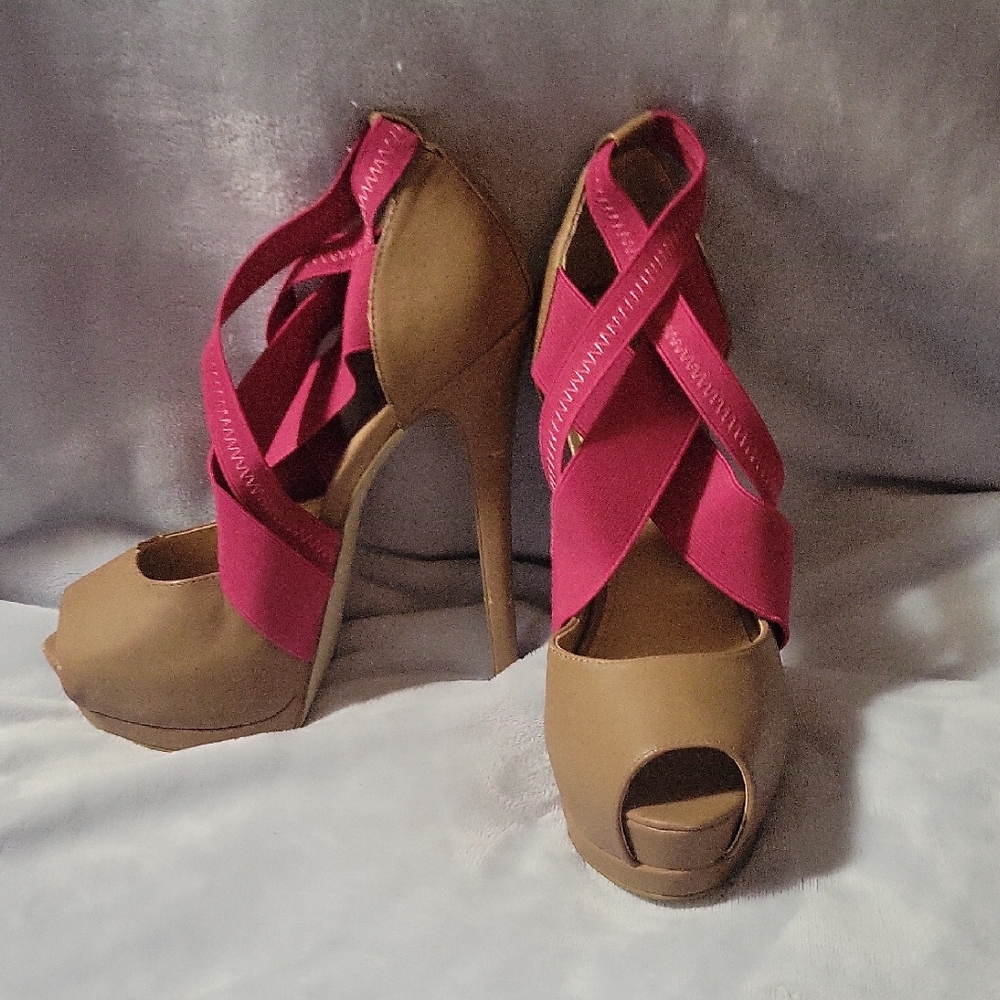 Colin Stuart Pink and Tan Heels Elegant Shoes